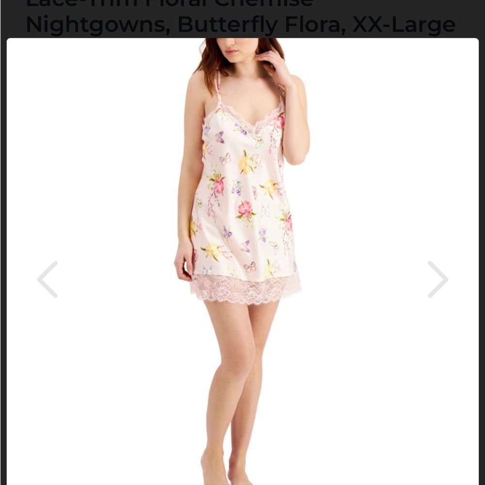 INC International Concepts Womens Lace-Trim Floral Chemise Nightgown Large